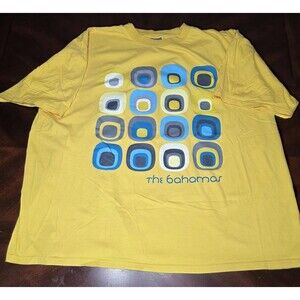 Bahamas Graphic T Shirt Yellow 3XL Retro Mod Geometric Vacation Souvenir Tee